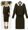 2013 new European bat sleeve long slim dress knit sweater backing