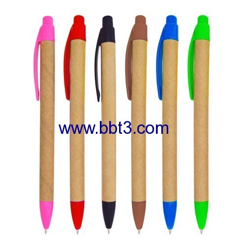 Eco paper promotional ballpoint pen with plastic trims