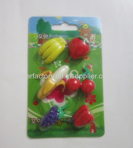 6 unique fruit v.s vegetable erasers set