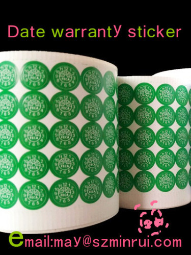 Custom date warranty sticker with rectangle shape,Ultra destructible vinyl sticker, Do not tamper sticker