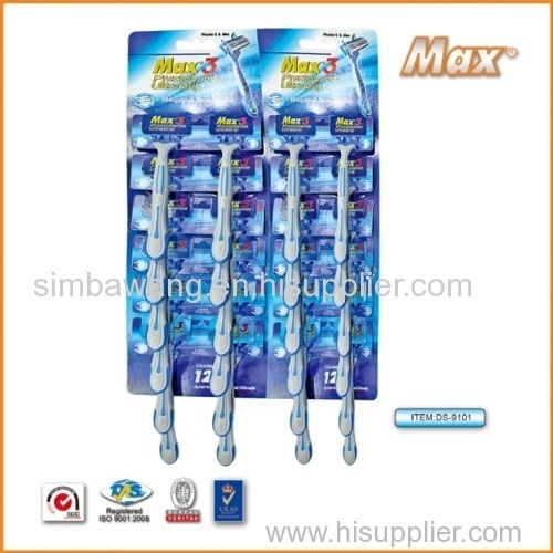 Triple Blade Razor Display card razor,hanging card razor