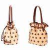 Polka Dot Womens Pu Leather Handbag , 23*25*15cm DrawString Bag