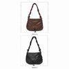 Brown Black Crossbody Leather Bags For Women With Two Zip Pockets