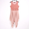 Female irregular round collar sleeveless chiffon dress