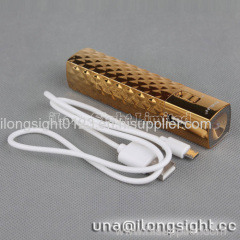 DEJI DJ-018 2800mAh Universal Lipstick Style With Led Light Power Bank For iPhone/Samsung/HTC-Gold