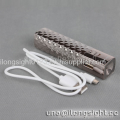 DEJI DJ-018 2800mAh Universal Lipstick Style With Led Light Power Bank For iPhone/Samsung/HTC-Silver