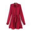 Women's fashion fold back the leisure long-sleeved shirt collar women's dress