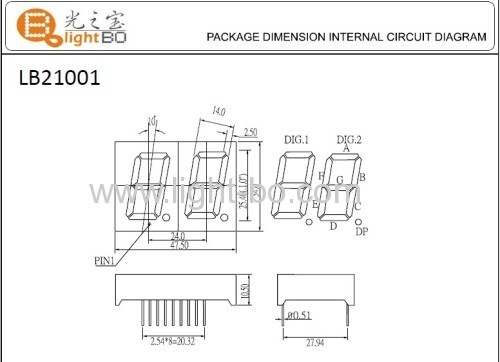 Dual Digit 17-Segment LED Display Common Anode Super Red for digital indiator