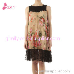 lady floral chiffon dress lace plus size clothing for lady