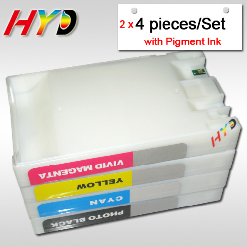 (4 pieces/set, 2 sets/lot) 220ml compatible ink cartridges for Epson 7400 9400 ink cartridges with pigment ink & chips