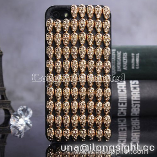 Gold Metal Skeleton Head Rivet Colorful Leather And TPU Case For iPhone 5/5S