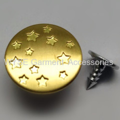 Plastic Inside Type Jeans Button Shiny Brushed Brass Color