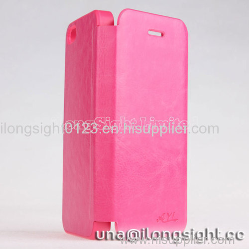 AYL pure color smoothly flip leather case for iphone 5/5S --rose red