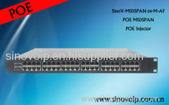 Popular 24 port Gigabit AT standard 30W POE ethernet midspan