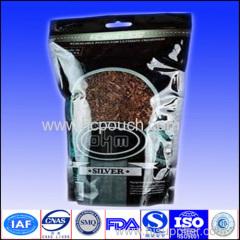plastic stand up coffee or tea bag with hang hole
