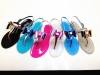 2014Newest ladies jelly colorful soft pvc sandals with flip flops