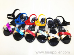 2014Newest lady jelly colorful soft pvc sandals with flip flops