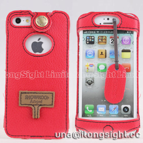 Showkoo Angel Genuine Leather case for iPhone 5 5c 5s-red