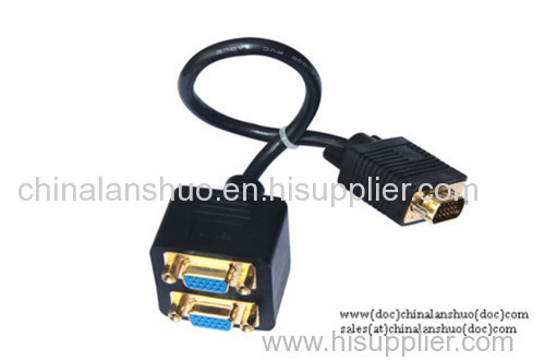 VGA Male to 2 x VGA Female Block Splitter Cable