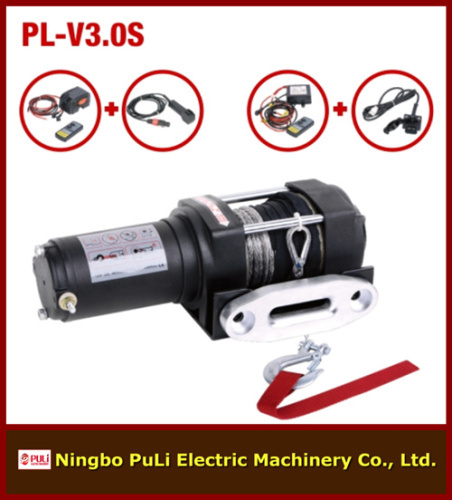 3000lb/1500kg/1.5ton atv/utv DC 12 volt electric winch with synthetic rope
