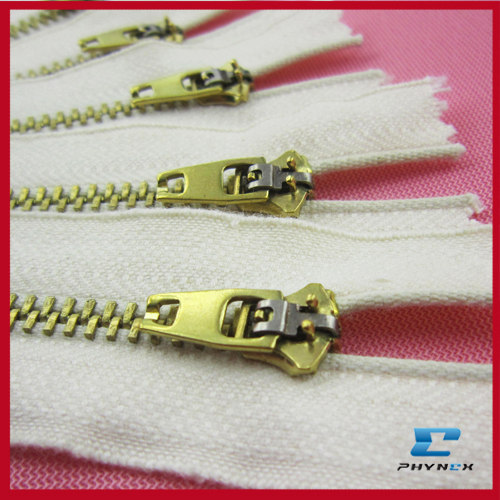 golden Brass zipper,C/E, Semi-Spring A/L Slider