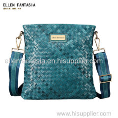 Newest fashion woven genuine leather handbag