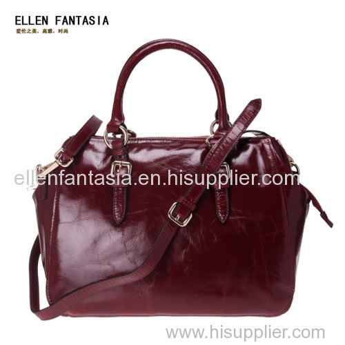 Newest fashion classic genuine leather boston bag