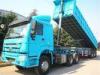 Yellow 3 Axles Low Bed Semi Trailer Trucks / 20T 30T Manual Truck Trailer Howo