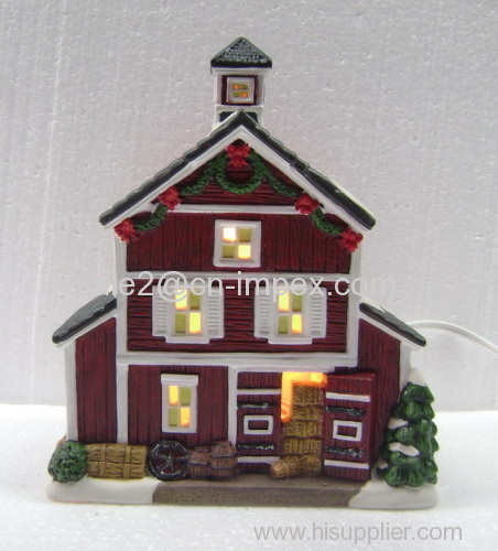 Lighted Porcelain Christmas Holiday House DS1611G