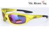 Ladies UV Protection Polarized Sport Sunglasses Yellow Frame For Cycling