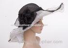 Black White Tea Party Hats Wide Brim / Round Top Crown Hats For Party