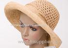 12cm Brim Hollow Out Raffia Sun Hats With Natural Color For Leisure