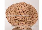 Mix Color Raffia Sun Hats / Raffia Braid Hat With Black Pink Bowknot For Decoration