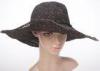 Gold Wire Crochet Raffia Sun Hats / Black Floppy Sun Hats With Big Brim For Church