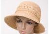 Fashionable Beige Raffia Sun Hats , 6.5cm Raffia Crochet Crown Braid Brim Woman Hat