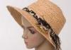 Natural Beige 7.5cm Short Brim Raffia Sun Hats / Raffia Braid Sewing Hat For Leisure