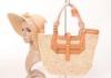 Women Beige Raffia Beach Bag For Banquet / Party , 32cm x 41cm Raffia Handbag