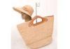 Beige Spring Raffia Beach Bag / Customized Color Raffia Handbags For Seashore