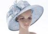 Light Blue 11cm Large Brim Ladies Sinamay Hats , Ladies Occasion Hats For Party