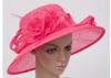 11cm Red Fashion Rose Red Color 12cm Brim Ladies Sinamay Hats For Woman