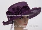 13cm Brim Deep Purple Ladies Sun Hats , Sinamay Hats For Women With Feather
