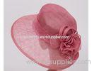 Pink Ladies Sinamay Hats For Shopping With Flower , Ladies Dress Hats