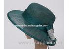 Dark Green Ladies Sinamay Hats For Woman With 10cm Brim , Wide Brim Hat