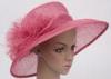Spring Pink Ladies Sinamay Hats / 56cm Unedged Decoration Sinamay Hats For Stage Show
