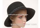 Straw Braid Womens Straw Hats With 7mm Thickness , Black Ladies Sun Hats