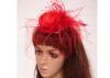 Red Rose Sinamay Fascinator Headwear Hat For Church , Feather Fascinators For Hair