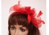 Red PP Handmade Sinamay Fascinator Headwear With Bowknot For Weddings