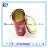 Round tin can with metal lock