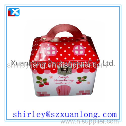 house shape money tin box