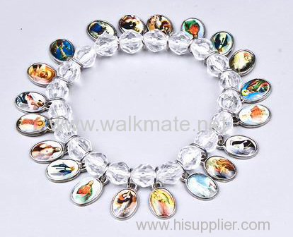 Religion Rosary Plastic Bracelet with Christian Pendant